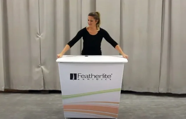 Portable trade show booth built by Featherlite Exhibits