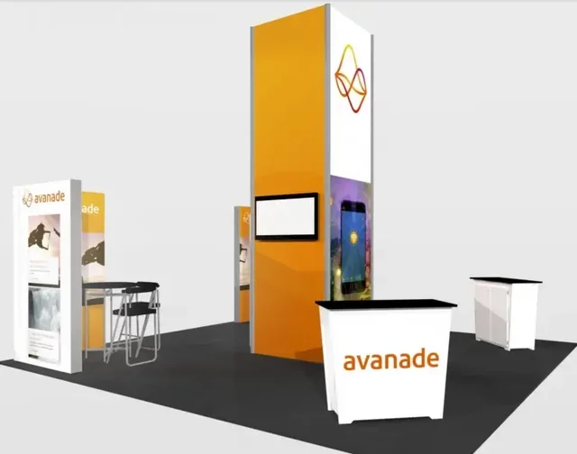 Island trade show booth built by Iconic Displays