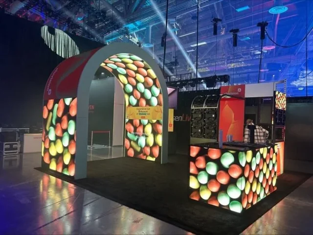 Island trade show booth built by LV Exhibit Rentals